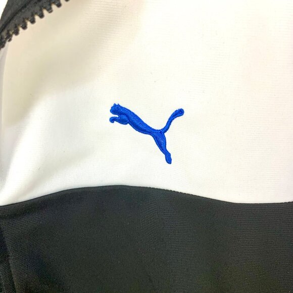 VTG 90s Y2K Puma Sport Lifestyle Mens Colorblock Track Jacket S Black Blue - Picture 5 of 13